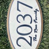 Address Sign - Framed Oval with Herringbone Background
