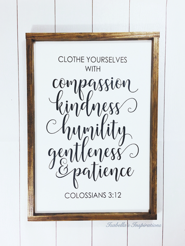 Clothe Yourselves... - Colossians 3:12 -- 24"x16" Wooden Sign