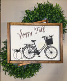 Happy Fall with Bicycle -- 12"x18" Wooden Sign