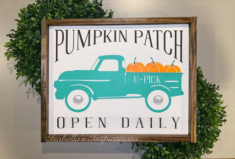 Pumpkin Patch, Open Daily -- 16"x24" Wooden Sign