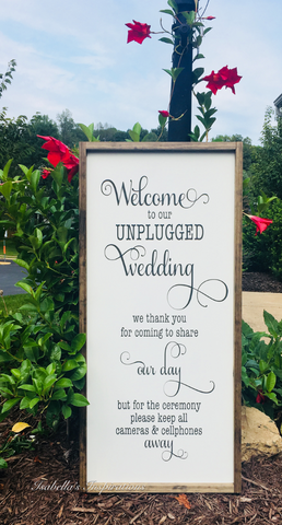 Unplugged Wedding -- 16"x36" Wooden Sign AVAILABLE FOR RENTAL